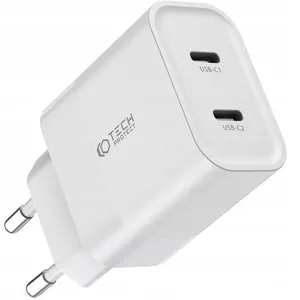 Зарядное устройство Tech-Protect C20W 2xUSB-C белое
