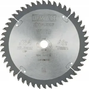 Дисковая пила (пильный диск) DeWalt 184 x 16 мм, 48 зубьев, зубья TCG