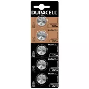 Duracell CR2016 / DL2016 3V litija monētas baterijas — iepakojums 5 gab.