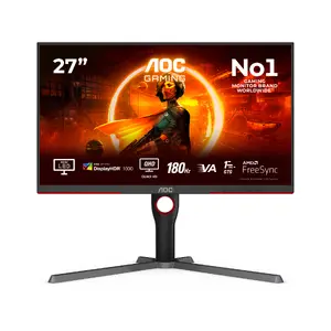 AOC G3 Q27G3XMN/BK Gaming Monitor 27 Inches 2560 x 1440 Pixels 2K Ultra HD LED Fast VA Black Red