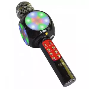 Goodbuy LED 360 karaoke mikrofons ar Bluetooth skaļruni | 5W | aux | balss modulators | USB | Micro SD melns