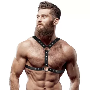 Нагрудная портупея FETISH SUBMISSIVE ATTITUDE D-235869 из экокожи с двойной поддержкой, регулируемые ремни