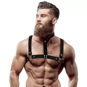 Грудной шлейф FETISH SUBMISSIVE ATTITUDE D-235870 регулируемый из эко-кожи для мужчин