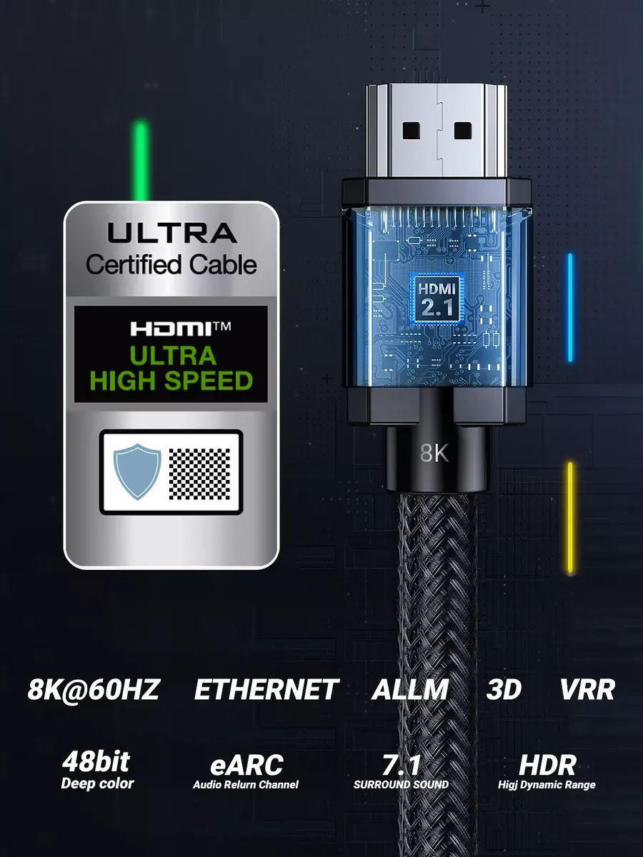 Ugreen HDMI 2.1 Vīriešu uz Vīrieti Kabelis 80602 Photo 3