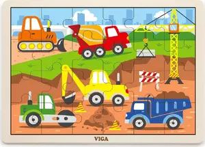 Viga 51463 Construction Site Tray Puzzle 24 Pieces