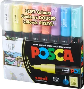 Marker POSCA PC-1MC Pastel set of 8 — fine bullet tip water-based pigment markers
