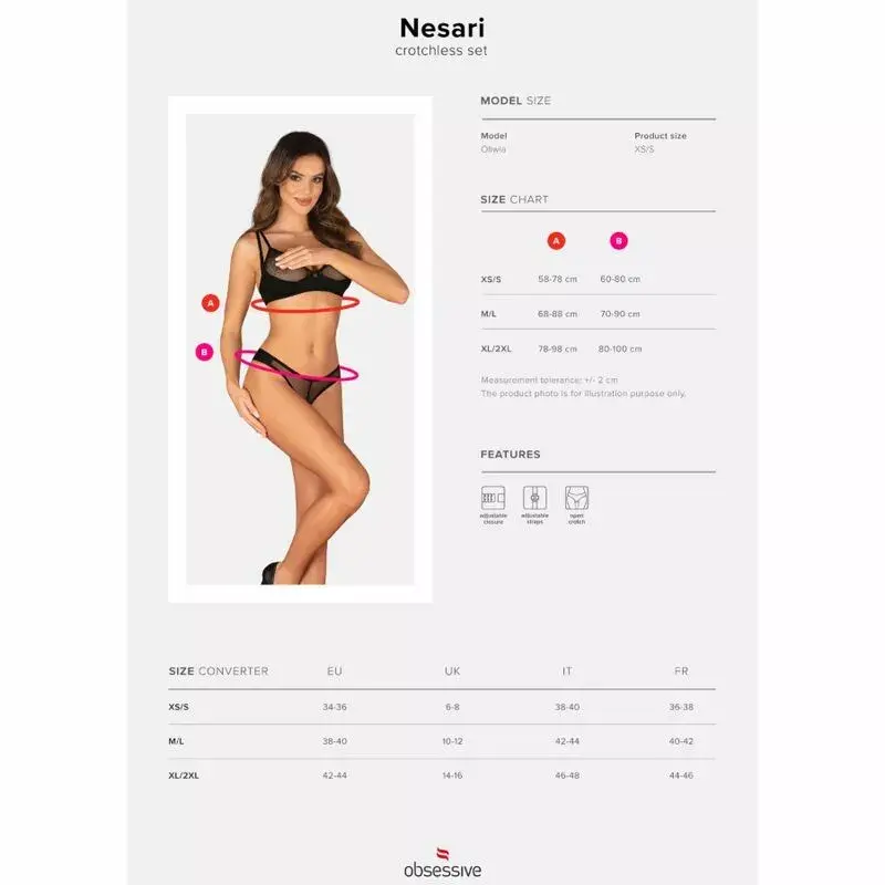 Apakšveļa Obsessive D-237624 — atvērts krūšturis un biksītes Photo 7