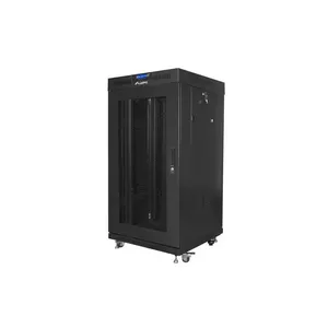 Brīvi stāvošs skapis 19 collu 22U 600x600 perforētas durvis LCD (Flat pack) V2 melns
