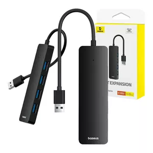 4v1 centrmezgls Baseus UltraJoy Lite USB-A uz USB 3.0 15 cm (melns)