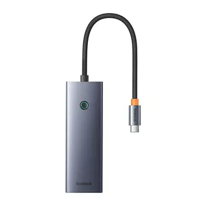 USB-C хаб Baseus UltraJoy 7в1 с HDMI, 3×USB 3.0, PD зарядкой, кардридер SD/TF (серый)