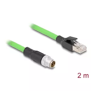 Network Cable DeLOCK M12 Cable X-coded 8 pin male to RJ45 male PUR TPU 2m