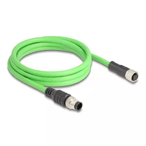 Network Cable DeLOCK M12 Cable A-coded 8 pin male to female PUR (TPU) 2 m Black