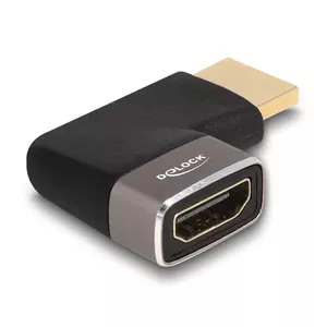 DeLOCK HDMI Adapter male to female 90° left angled 8K 60 Hz grey metal