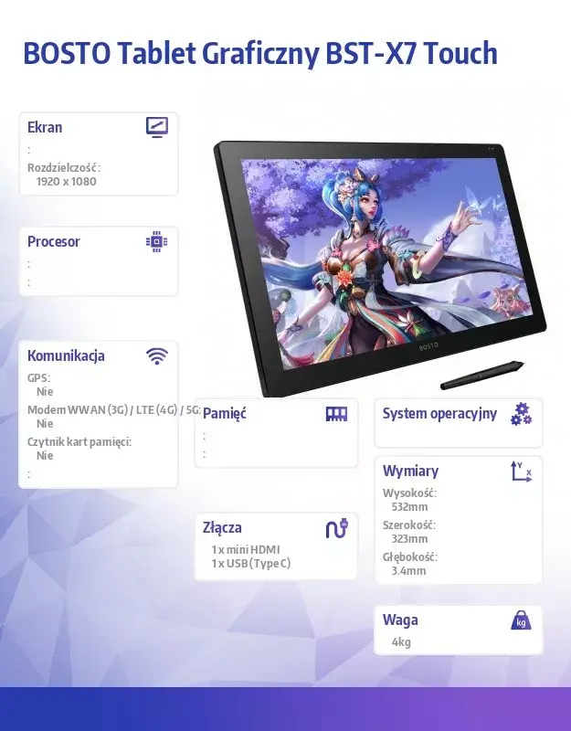 Графический планшет Bosto X7 Touch Photo 4