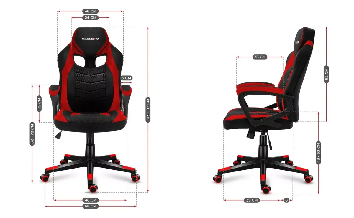 Игровое кресло huzaro FORCE 2.5 Red Mesh Photo 11