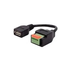 USB-A гнездо-адаптер Exsys EX-49128 с 5-контактным клеммником, кабель 15 см