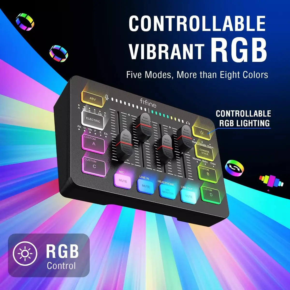 Fifine SC3 RGB XLR 48V audio mixer Photo 2