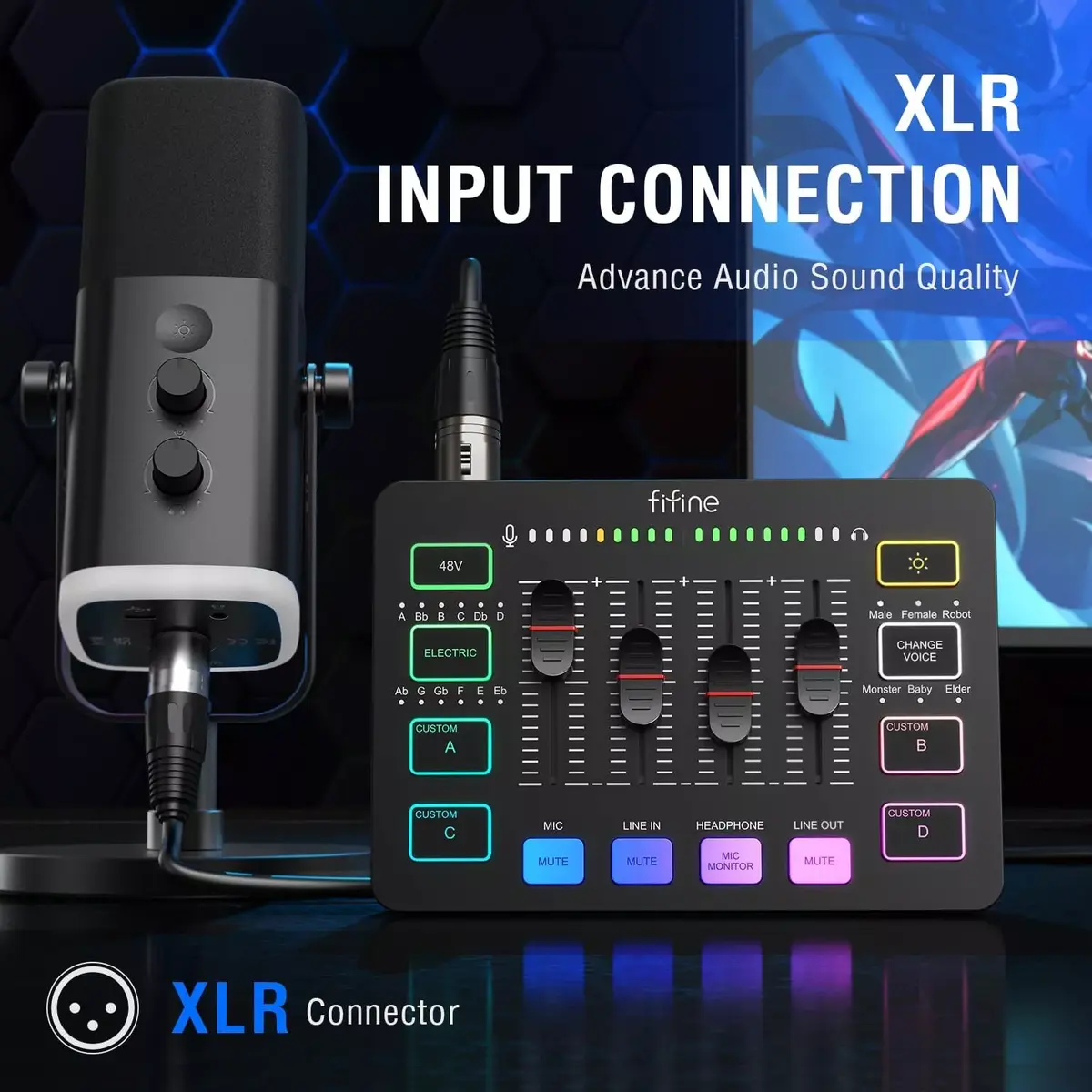 Fifine SC3 RGB XLR 48V audio mixer Photo 5