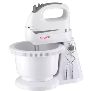 Ручной миксер с чашей BROCK HMB 3009 WH, 300 Вт, 5 скоростей и режим Турбо