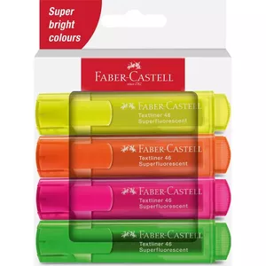Faber-Castell Textmarker 46 Superfluorescent маркер 4 шт Скошенный наконечник Зеленый, Оранжевый, Розовый, Желтый