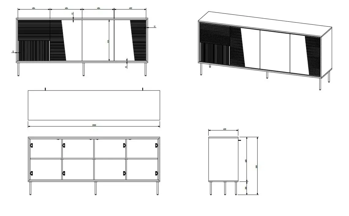 Atvilktņu komoda cama meble ABI 200x45x88 cm Photo 4