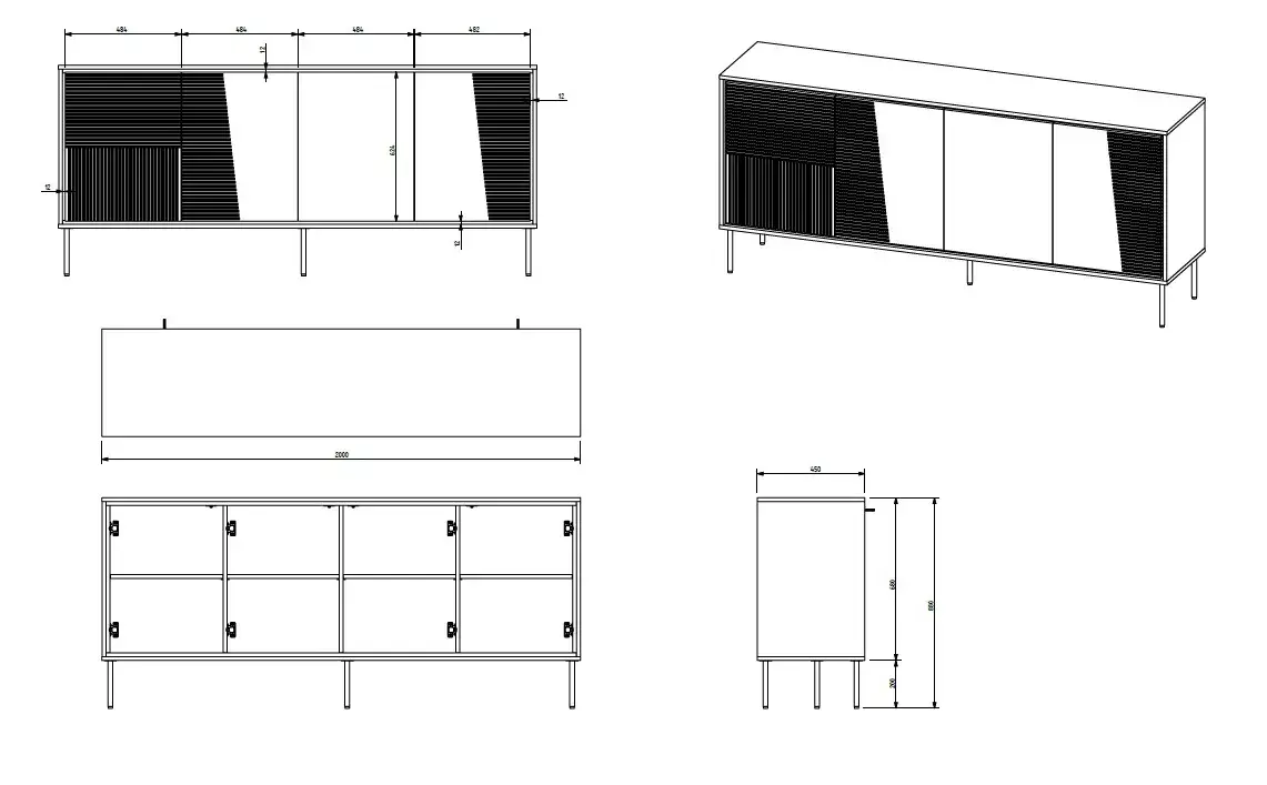 Комод cama meble ABI 4D 200×45×88 см Photo 4