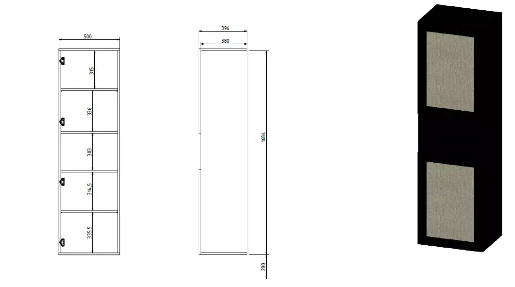 Uzglabāšanas skapis cama meble JUTA 50×39,5×190 cm Photo 4