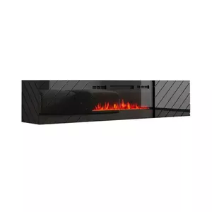 ТВ-тумба cama meble LUXE 301126 с встроенным электрокамином, 182,6×34,5×37,5 см, чёрный глянец