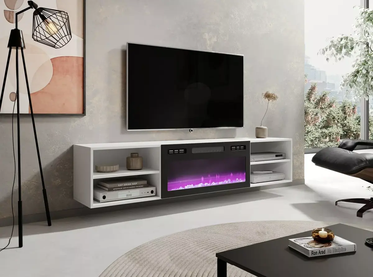 TV skapītis cama meble POLO 180x33x39 ar kamīnu Photo 3