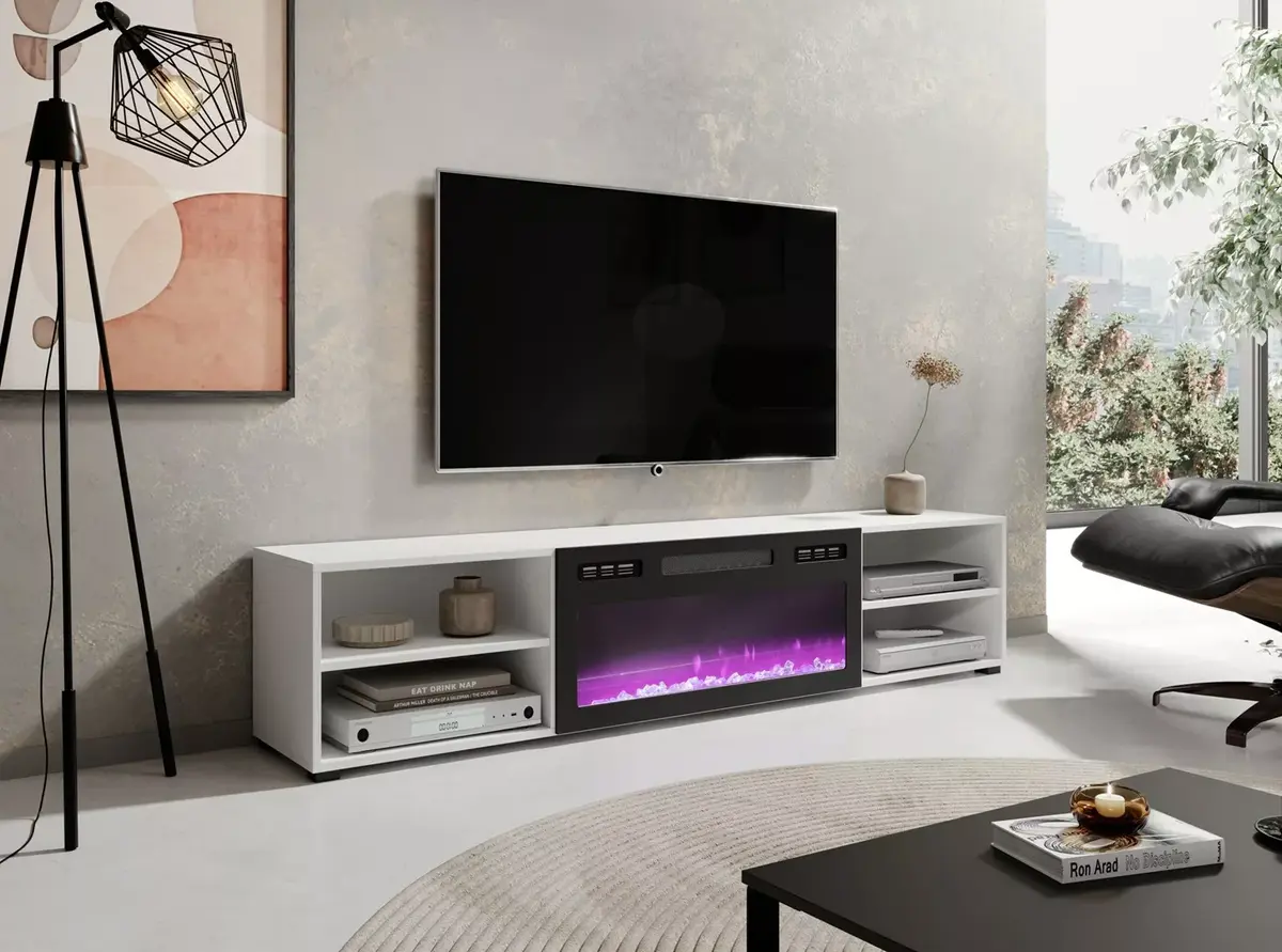TV skapītis cama meble POLO 180x33x39 ar kamīnu Photo 4