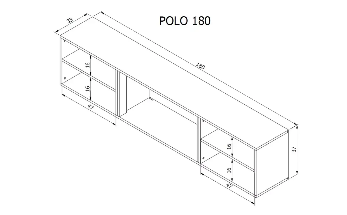 TV skapītis Cama Meble POLO 180x33x39 ar kamīnu Photo 5