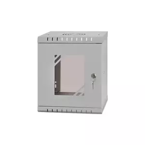 LEXI-Net 10" настенный шкаф Basic 6U, ширина 292 мм, глубина 300 мм, стеклянная дверь, без задней стенки, сварной, серый