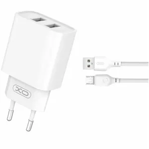USB charger XO CE02C dual USB 2.1A with 1 m Micro USB cable