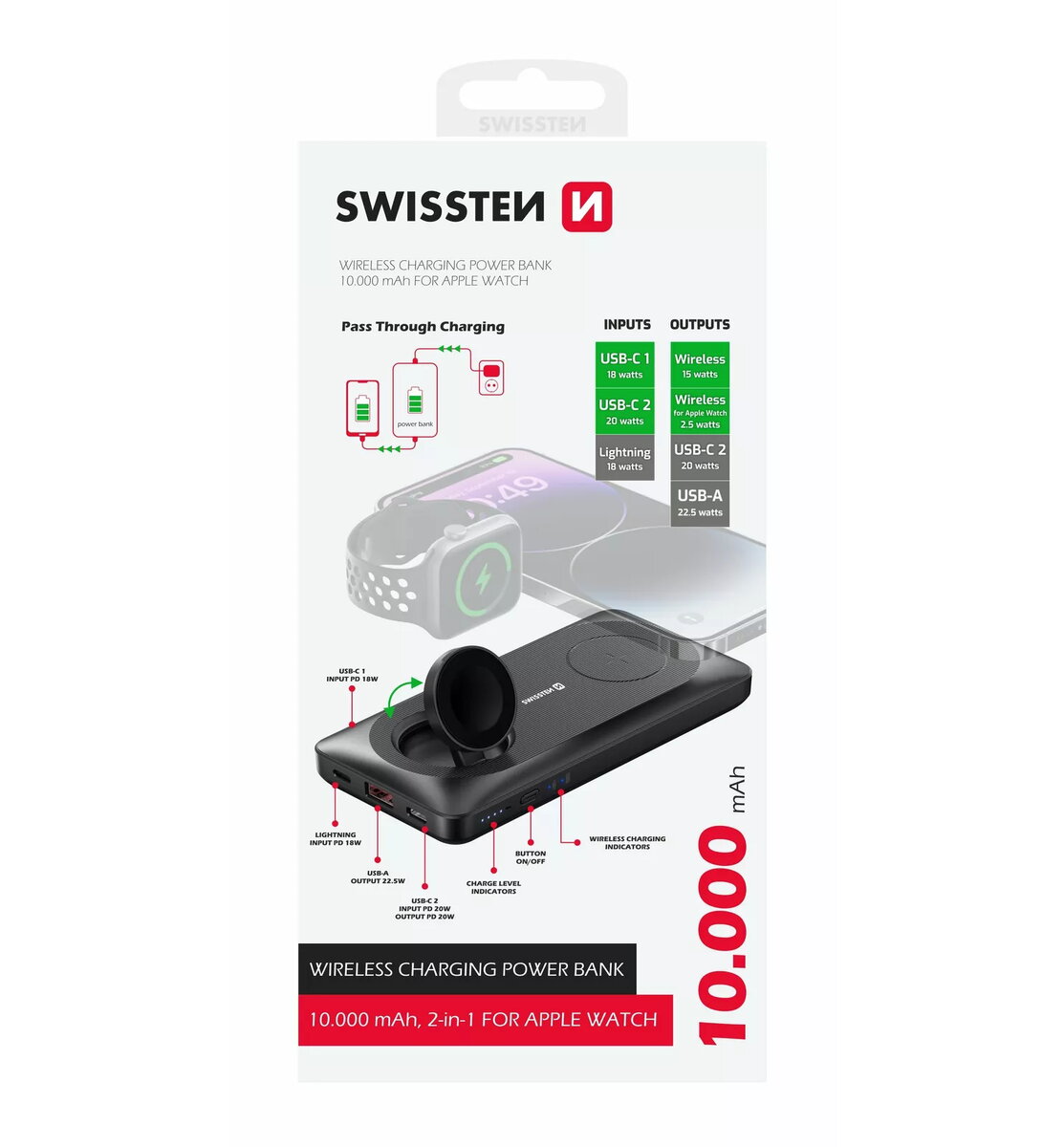 Barošanas banka SWISSTEN Wireless priekš Apple