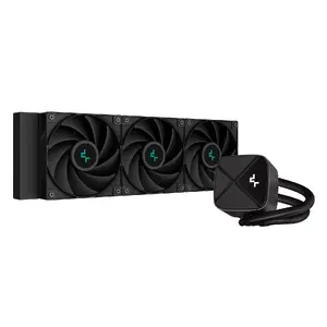 All-in-one liquid cooler DeepCool LS720S Zero Dark — 3×120 mm fans, 120 mm radiator, 41 cm tubes, 6 W pump, LGA1151/AM4/AM5 support, black