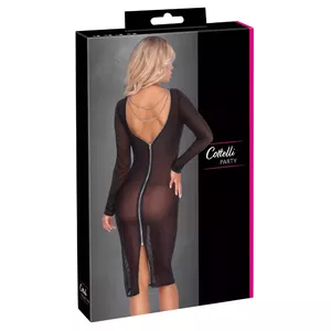 Платье до колена cottelli collection 27184801021, чёрный powernet, длинные рукава, размер S