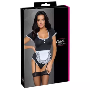 Body (waitress) Cottelli Collection 24709851051 XL Black with apron, adjustable removable suspenders