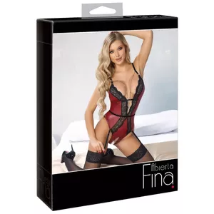 Abierta Fina Body Bodie M Red/Black открытый боди, размер M, 85% полиэстер 15% спандекс