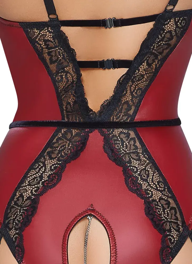 abierta fina Body Bodie L Red/Black открытый боди Photo 7
