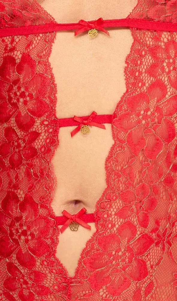 Kissable боди‑пояс L/XL красное кружево Photo 4