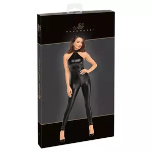 Комбинезон Noir Bodie S Noir Jumpsuit Rhine в powerwetlook с двухсторонней полной молнией и воротником со стразами, 76% полиэстер 24% спандекс