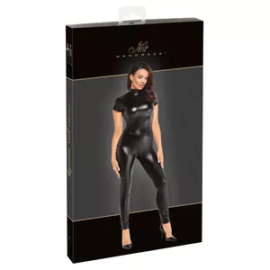 Кэтсьют Noir Jumpsuit Bodie XL 27307151051 — чёрный powerwetlook, короткие рукава, стойка, двухсторонняя молния в шагу