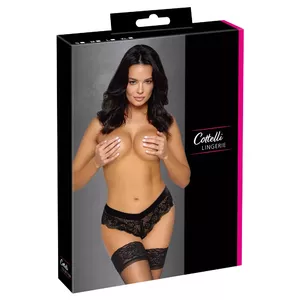 Трусики Cottelli Collection 23109611041 из кружева с бархатной талией и съёмной цепочкой, размер L