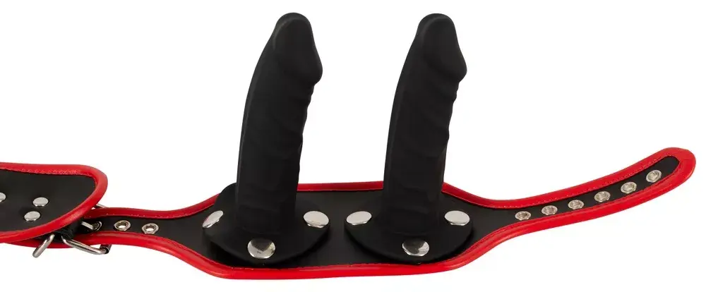 Страпон Bad Kitty Leather Black с 3 дилдо Photo 7
