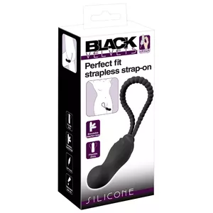 Strapless Strap-On Black Velvets Perfect Fit with Flexible Silicone-Coated Dildo, 22 cm, 84 g