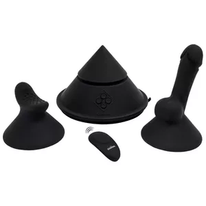Набор секс-игрушек The Cowgirl Cone 54031460000 — перезаряжаемый силиконовый стимулятор с присоской, 20 режимов, пульт и управление через приложение, 2 насадки