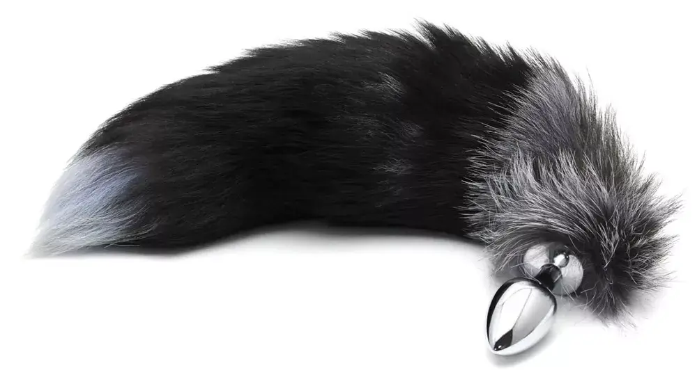 Анальная пробка Alive Black & White Fox Tail M Photo 2