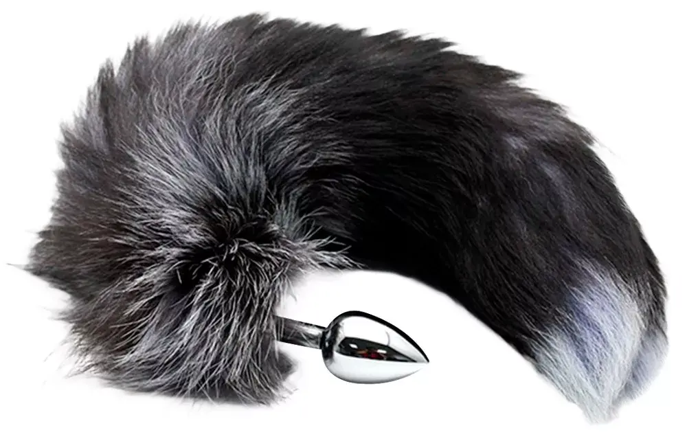 Анальная пробка Alive Black & White Fox Tail M Photo 3