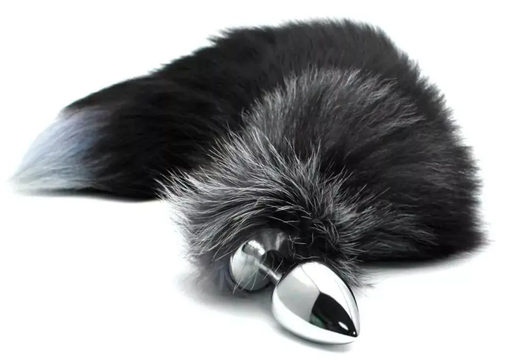 Анальная пробка Alive Black & White Fox Tail M Photo 5