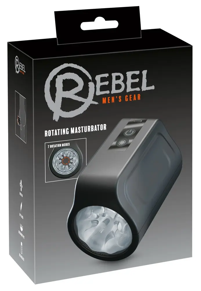 Rotējošs masturbators Rebel Silicone Black —